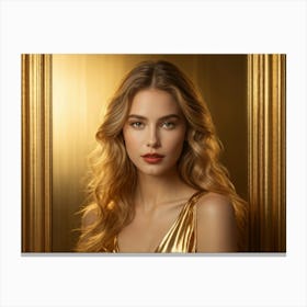 Bright Gold Metallic Border Featuring A Smooth Texture Elegantly Framing The Edge Of A Decadent A (3) Canvas Print