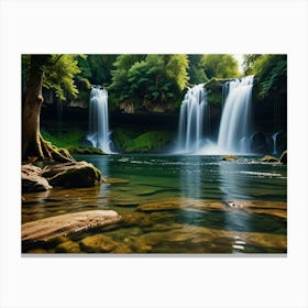 Waterfall In The Forest 5 Canvas Print