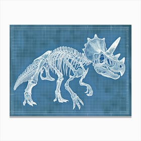Protoceratops Dinosaur Skeleton Blue Print Canvas Print