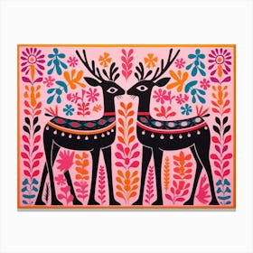 Antelope 2 Folk Style Animal Illustration Canvas Print