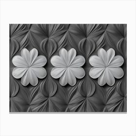 Monochrome 3d Art With Elegant Heart Flower Pattern Canvas Print