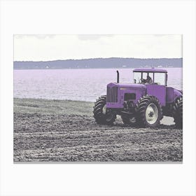 Purple Tractor In The Field Canvas Print