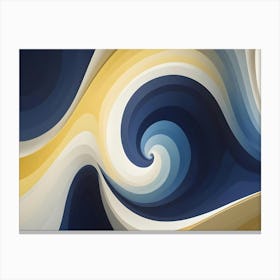 A Stylized Abstract Image Of Swirling Lines And Shapes In Shades Of Blue, Yellow, And White Canvas Print