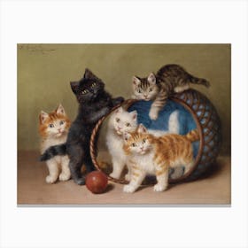 The Red Ball And The Kittens, Sophie Sperlich Canvas Print