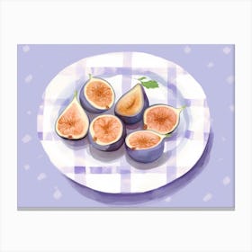 A Plate Of Figs, Top View Food Illustration, Landscape 6 Canvas Print