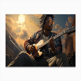 Guitar Player In A City 6 Canvas Print