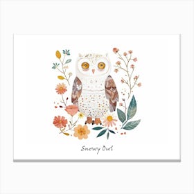 Little Floral Snowy Owl 2 Poster Canvas Print