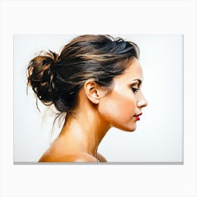 Side Profile Of Beautiful Woman Oil Painting 89 Canvas Print