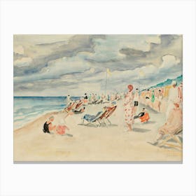 Vintage Painting Day At The Beach 2 Canvas Print