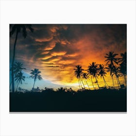 Sunset Over Palm Trees Canvas Print