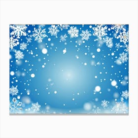 Snowflakes On Blue Background 7 Canvas Print