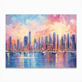 Cityscape At Sunset 1 Canvas Print