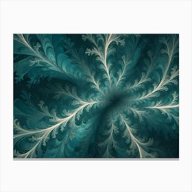 An Abstract Design With Swirling, White Tendrils On A Teal Background 2 Canvas Print