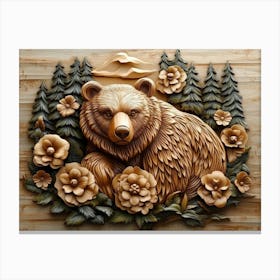 Wood Carving Bear Canvas Print