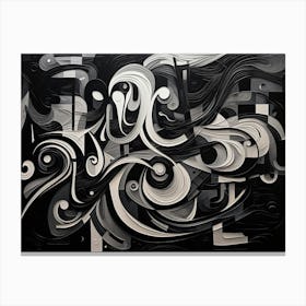 Harmony And Discord Abstract Black And White 5 Canvas Print