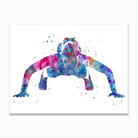 Woman Doing Push Ups Watercolor Canvas Print