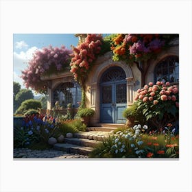 House With Flowers Canvas Print