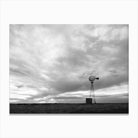 Wild West Windmill Black and White Canvas Print