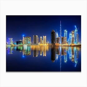 Dubai Skyline At Night Leinwandbilder