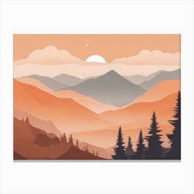 Misty mountains horizontal background in orange tone 142 Canvas Print