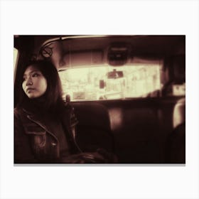 Girl in a Taxi Canvas Print