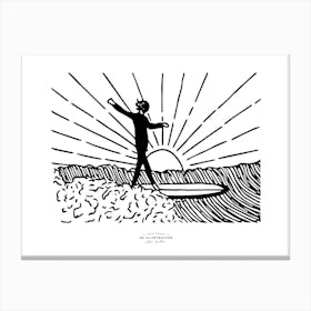 Sunset Surf Fineline Illustration Canvas Print