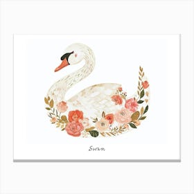 Little Floral Swan 1 Poster Canvas Print