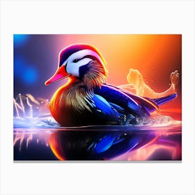 Swimming Duck Colorful Effect Painting - Wild Bird Artwork 102 Canvas Print