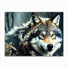 Wolf In The Woods 21 Canvas Print