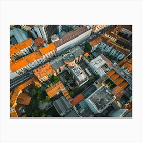 Milan street from above. Canvas Print