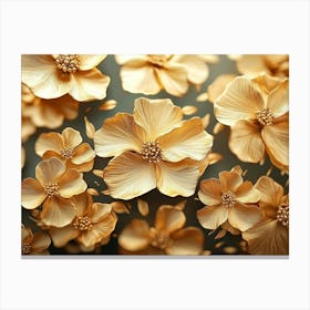 3d Golden Flowers Canvas Print