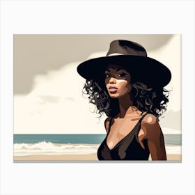 Illustration of an African American woman at the beach 43 Canvas Print