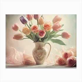 Tulips In A Vase Canvas Print