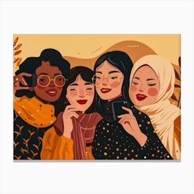 Illustration Of Women In Hijab Canvas Print