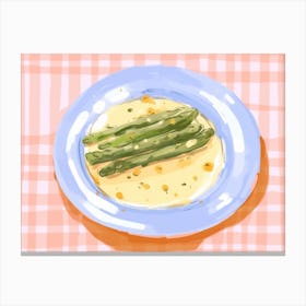 A Plate Of Asparagus, Top View Food Illustration, Landscape 1 Canvas Print