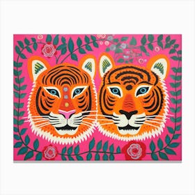 Bengal Tiger 2 Folk Style Animal Illustration Canvas Print