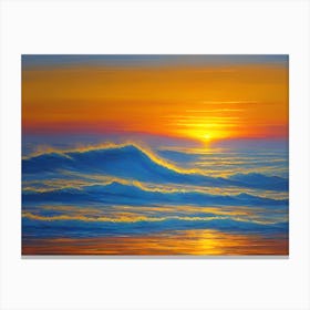 Sunset Over The Ocean By Person Canvas Print