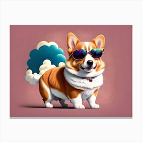 Corgi Dog With Sunglasses 3 Canvas Print