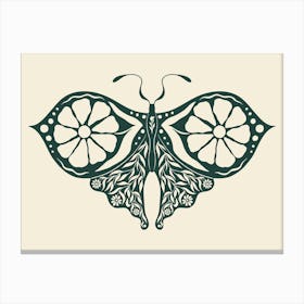 Folk Art Moth 05 - Midnight Green Canvas Print