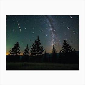 Night Sky With Shooting Stars Canvas Print
