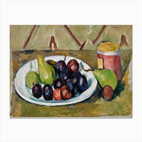 Plate With Fruit And Pot Of Preserves, Paul Cézanne Canvas Print