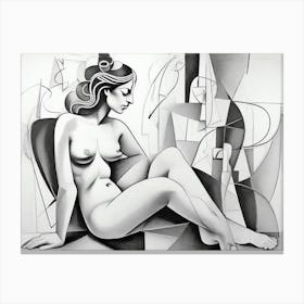 Nude In Black And White Canvas Print
