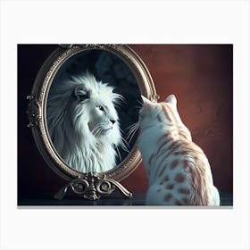 Lion In The Mirror Canvas Print