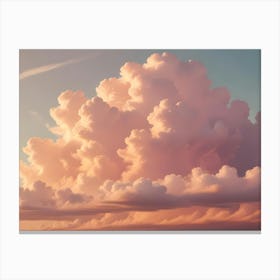 A Beautiful And Dramatic Shot Of A Large, Fluffy Cloud Formation Against A Warm, Sunset Sky Canvas Print