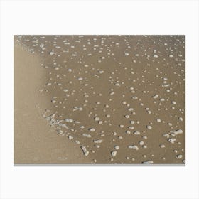 Water bubbles on the sandy beach Canvas Print