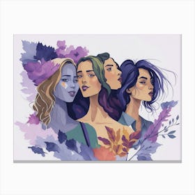 Three Girls With Purple Hair Canvas Print