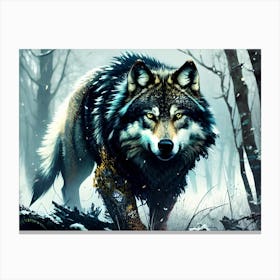 Wolf In The Woods 37 Canvas Print
