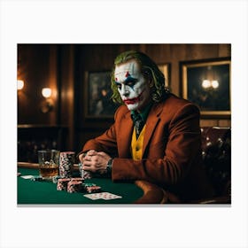 Joker At The Poker Table Canvas Print