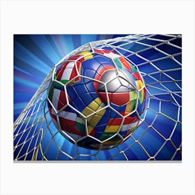 Soccer Ball With Flags Of Europe Inside The Goal Canvas Print