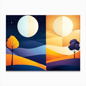 DAY AND NIGHT VECTOR ART Canvas Print